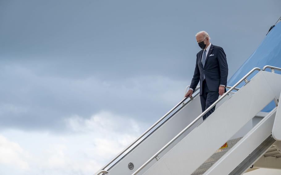 President Joe Biden arrives at Yokota Air Base, Japan, May 22, 2022. 
