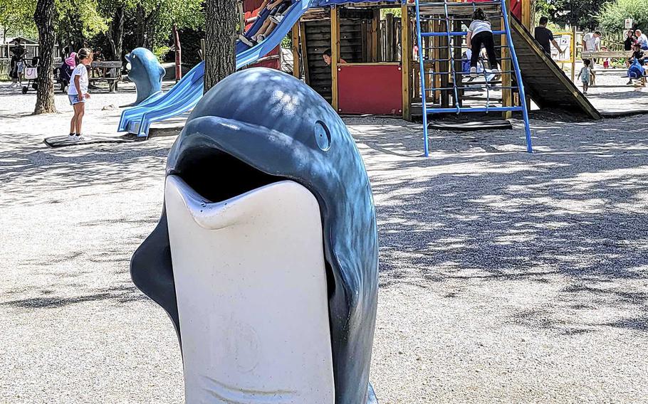 Children at play at the Parco Zoo Punta Verde in Lignano Sabbiadoro, Italy, on Aug. 17, 2021. The playgrounds offer another diversion to go along with the zoo's eclectic animal habitats.