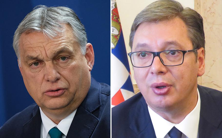 Hungarian Prime Minister Viktor Orban, left, and Serbian President Aleksandar Vucic.