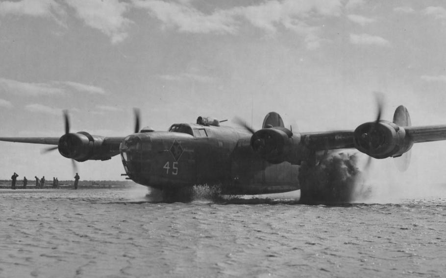 Fifteenth Air Force bombers flew from bases in southern Italy that flooded after heavy rains.