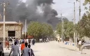 In this grab taken from video, smoke billows after an explosion in Beledweyne, Somalia, Saturday, Sept. 23, 2023. An explosives-laden vehicle has detonated at a security checkpoint in the central Somalia city of Beledweyne. Authorities say at least 15 people were killed and 40 others were wounded in Saturday's attack. A state health official confirmed the deaths and says half of the wounded are in critical condition and need to be airlifted to Somalia's capital, Mogadishu, for advanced medical treatment. (AP)