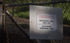 A warning sign posted at the Navy's Red Hill fuel storage facility in Honolulu, Hawaii, on Dec. 11, 2021. MUST CREDIT: Photo for The Washington Post by Marie Eriel Hobro.