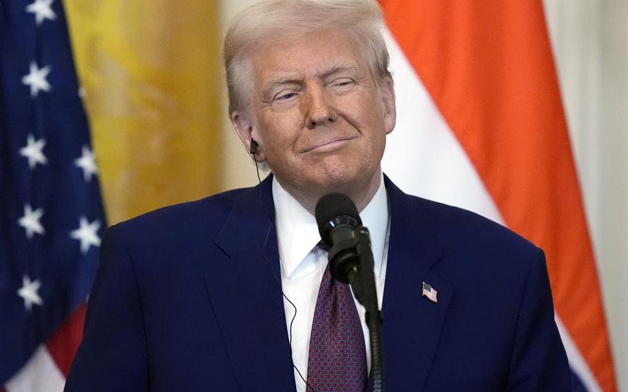 President Donald Trump at a news conference at the White House.