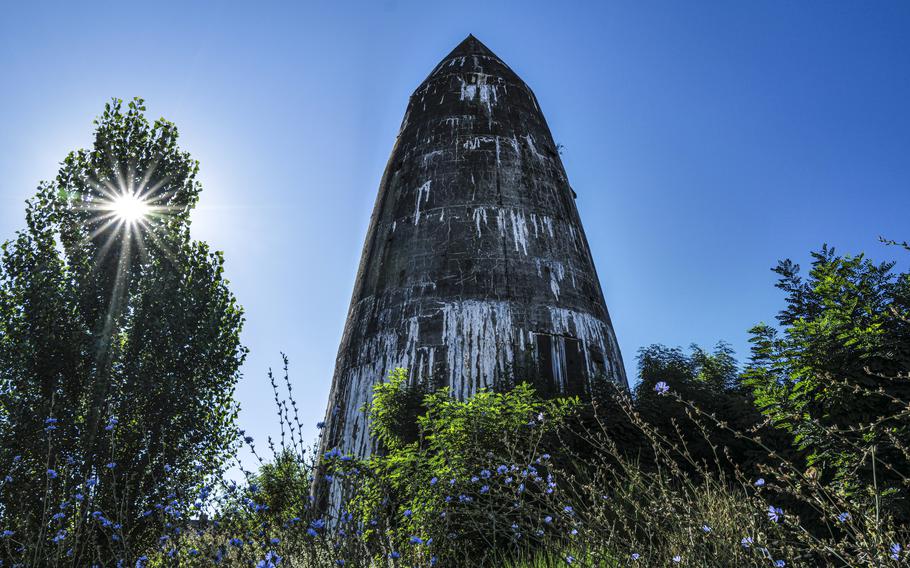 A Spitzbunker on Pariser Strasse in Kaiserslautern, Germany, as seen on Aug. 16, 2024. The structure offered a crammed wartime shelter during air raids for up to 600 people.