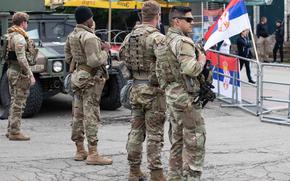 Kosovo Force Regional Command-East soldiers stationed at Camp Nothing Hill respond June 2, 2023, to the civil unrest and protests in Leposavic, Kosovo, that began May 26.