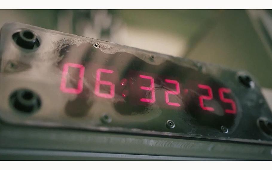 A screen grab shows a countdown clock as seen in an informational video on the U.S. military’s nuclear deterrence capabilities.