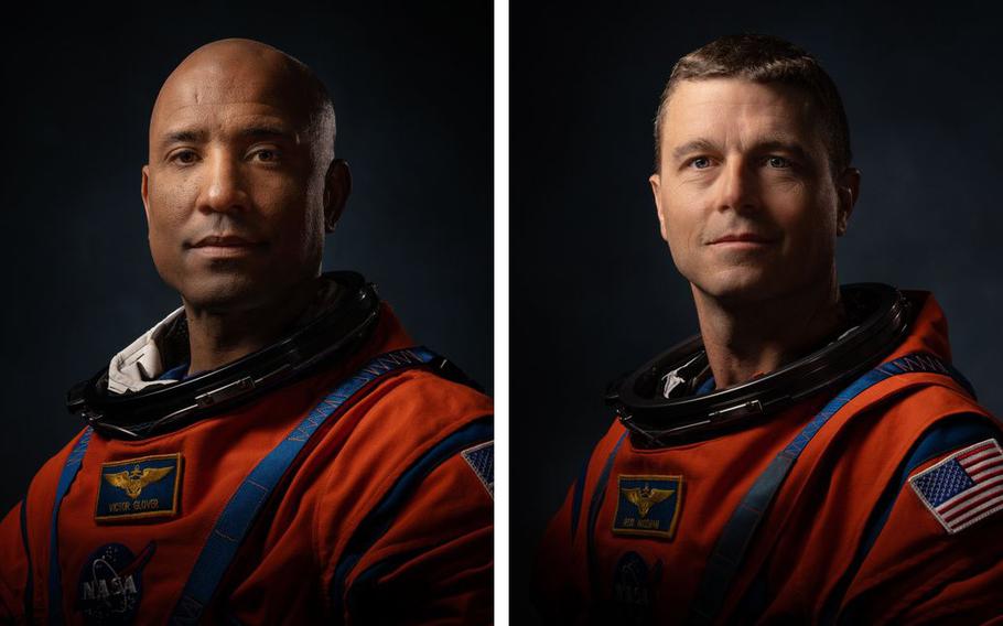 Victor Jerome Glover, left, and Gregory Reid Wiseman are former Navy pilots who have been assigned to the Artemis II mission, which is expected to launch in November 2024. 
