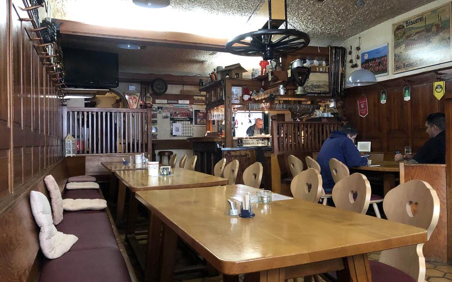 The interior of the Wurst-Kuech in Kaiserslautern, Germany, is a veritable shrine to local soccer teams, especially 1.FC Kaiserslautern.