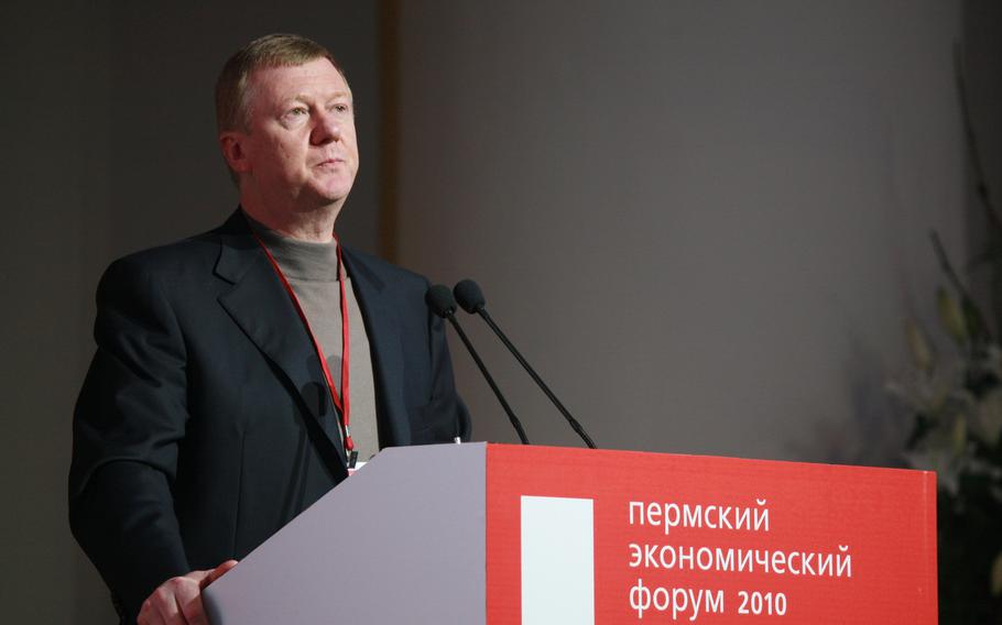 Anatoly Chubais at an economic forum in 2010 at Perm, Russia. Authorities in Italy are examining the cause of his hospitalization in Sardinia this week after he suffered neurological symptoms.