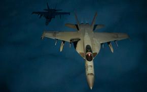 Navy F/A-18 Super Hornets fly in formation over the U.S. Central Command area of responsibility on April 5, 2025. Two months after the end of the U.S. military’s Operation Rough Rider against the Houthi militants in Yemen, the Iran-backed group claimed responsibility for a Sunday attack on a ship in the Red Sea and is being blamed for a fatal attack the following day.