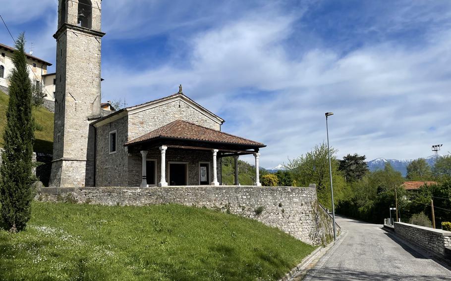 The Ancona Church is a plain rectangular-plan, single-nave church located near the Spilimbergo city center. The church's beauty and view of the Tagliamento have led the locals to call it "the church of lovers."
