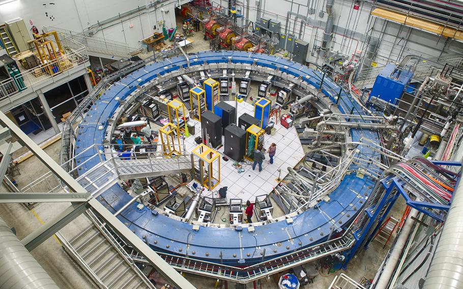 The Muon g-2 ring at the Fermilab particle accelerator complex in Batavia, Ill.