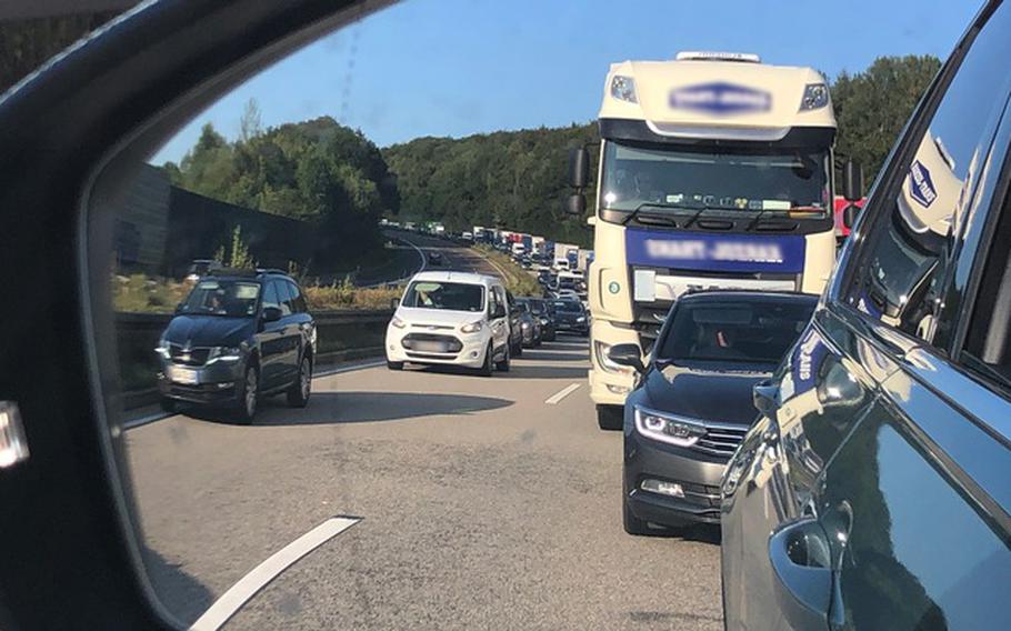 Tuesday morning traffic slowed on two eastbound lanes of highway A6 after an accident near Wattenheim, police said.
