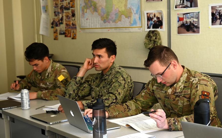 Airman 1st Class Benjamin Soileau, then a 517th Training Group Russian linguist student, attends class at the Defense Language Institute in Monterey, Calif., on May 12, 2022. Airmen who attend extended training courses such as the 48-week Russian language program are now eligible for new allowances to support their families while they are away.