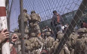 A group of Marines at Abbey Gate in Kabul in 2021.