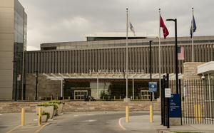 The north entrance to the Rocky Mountain Regional Veterans Affairs Medical Center in Aurora, Colorado, on August 19, 2021. (Photo by Rebecca Slezak/The Denver Post)