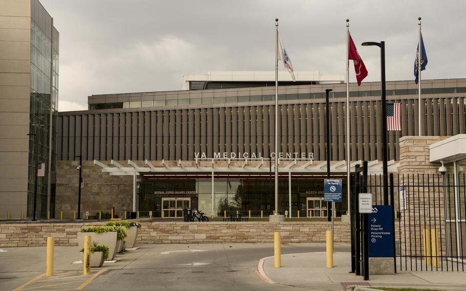 The north entrance to the Rocky Mountain Regional Veterans Affairs Medical Center in Aurora, Colorado, on August 19, 2021. 