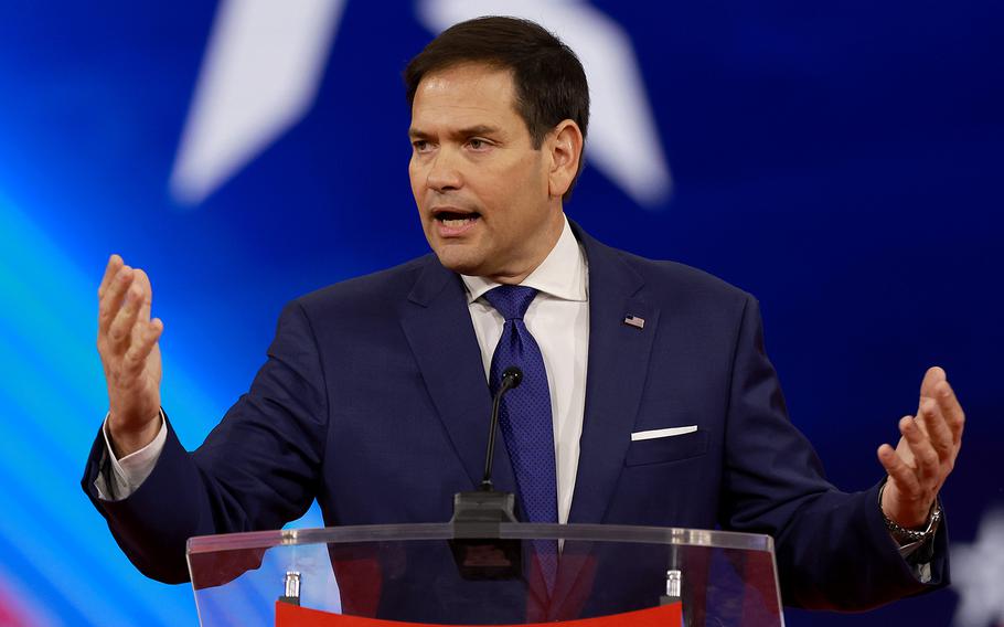 Sen. Marco Rubio, R-Fla., speaks during an event in Orlando, Florida, on Feb. 25, 2022.