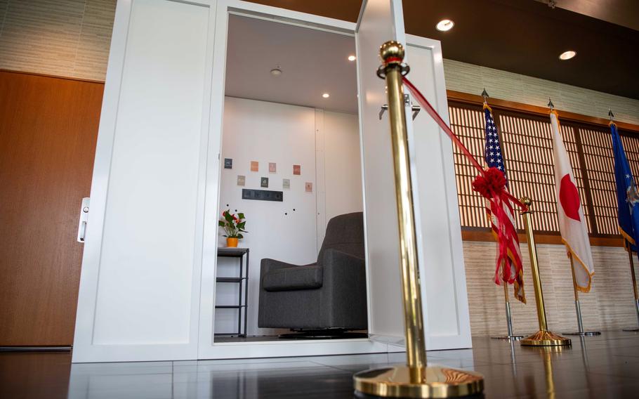 According to Air Force policy, lactation rooms must have a table, a place to sit, electrical outlets, adequate lighting and comfortable temperatures. The rooms are also required to be near a source of hot and cold water for handwashing and sanitizing breast pumps and parts.