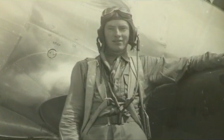 Samuel Folsom, shown here in an undated photograph, flew Marine Corps F4F Wildcat fighters over Guadalcanal. He died at age 102 on Nov. 12, 2020.