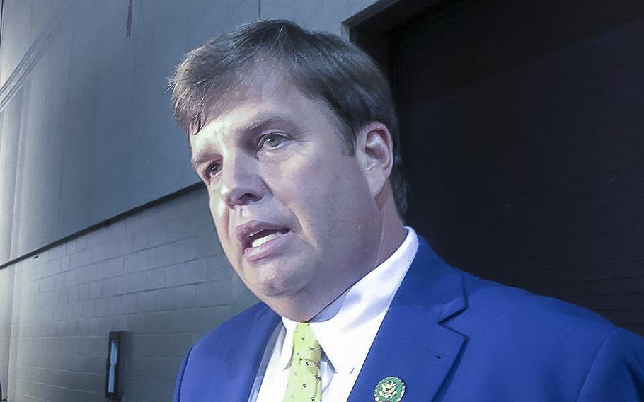 Dale Strong speaks on Wednesday, Aug. 16, 2023, after addressing the Huntsville-Madison County Chamber of Commerce luncheon at the Von Braun Center. 