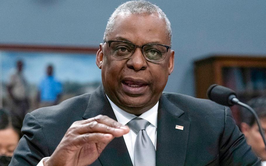 Secretary of Defense Lloyd Austin testifies before the House Committee on Appropriations Subcommittee on Defense on Capitol Hill in Washington, May 11, 2022. 
