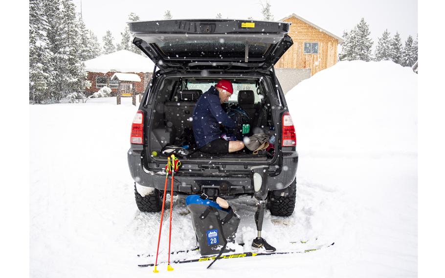 Former Navy SEAL Dan Cnossen, 41, trained in West Yellowstone, Mont., to prepare for Nordic skiing events at the Beijing Paralympics, which begin this week. 