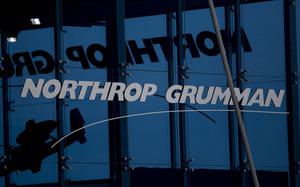 The Northrop Grumman booth stands at the Singapore Airshow held at the Changi Exhibition Centre in Singapore on Tuesday, Feb. 11, 2014. MUST CREDIT: Brent Lewin/Bloomberg