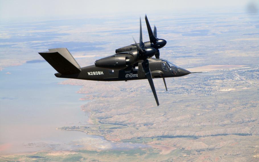 The aircraft shown in flight.