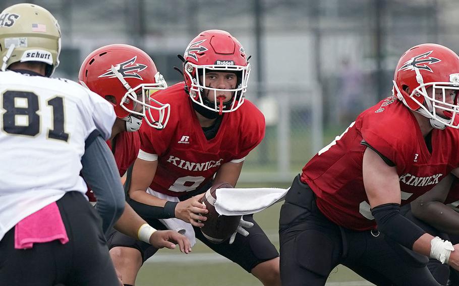 Nile C. Kinnick quarterback Kellen Broach sparkled defensively, returning an interception 60 yards to set up the Red Devils’ second touchdown.