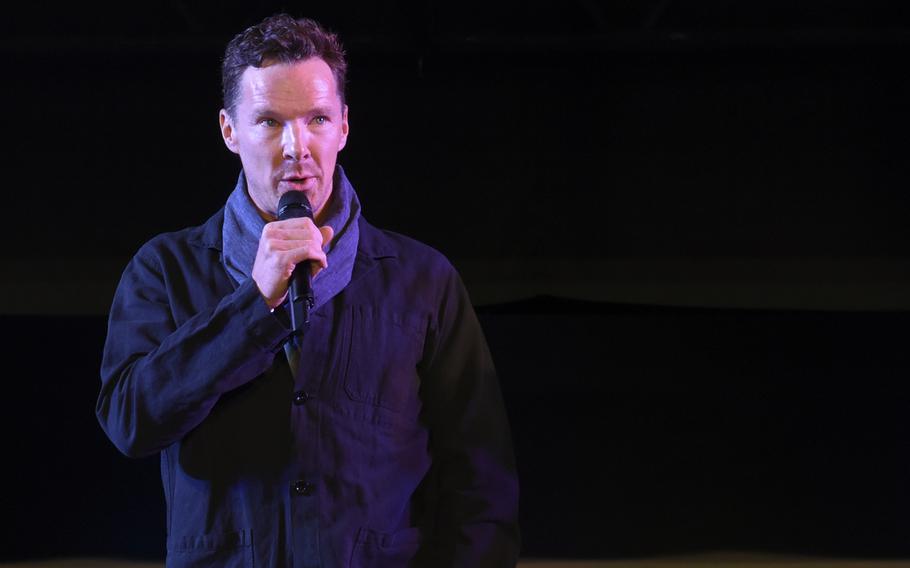 Actor Benedict Cumberbatch greets guests during Tokyo Comic Con's opening ceremony at the Makuhari Messe convention center in Chiba, east of central Tokyo, Dec. 8, 2023. 