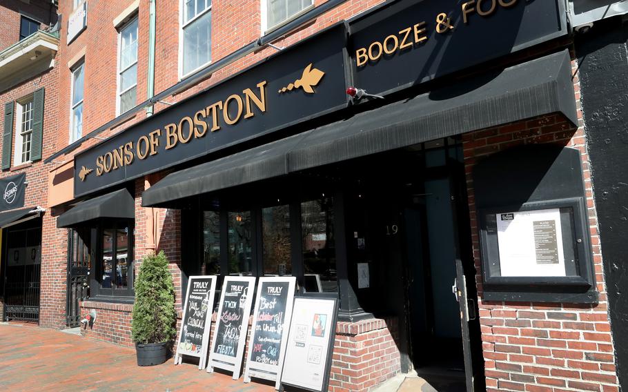 Outside the Sons of Boston bar on March 21, 2022 in Boston, MA. A Marine was stabbed to death at the location.