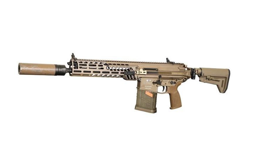 The new XM5 Rifle is pictured here. The Army has awarded a 10-year, $20.4 million contract to Sig Sauer to replace the service’s M4 rifle with a new weapons system.
