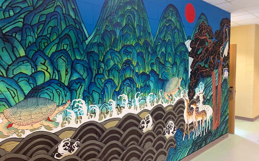 South Korean art students aimed to create “a powerful image of Korea” in murals at Humphreys West Elementary School on Camp Humphreys, South Korea. 