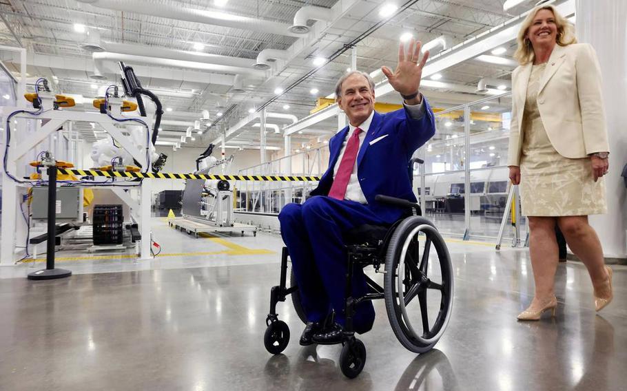 Governor Greg Abbott arrives at Bell Manufacturing Technology Center in Fort Worth