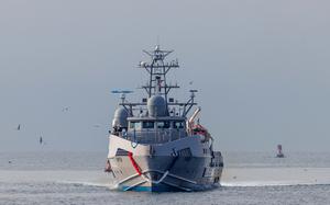 The sea drone Ranger returns to its homeport, Naval Base Ventura County, in Port Hueneme, Calif., following an exercise in January 2024. The Navy is looking to industry for a wide range of new drones.