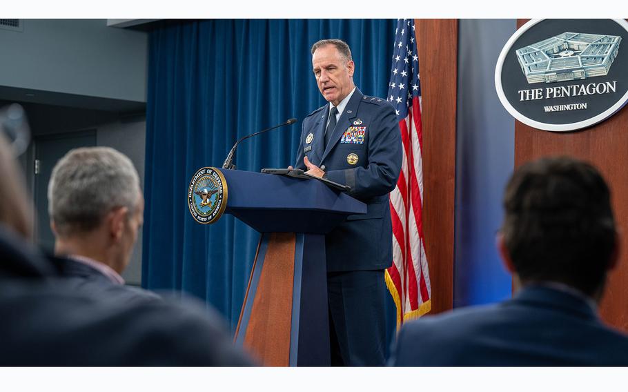 Pentagon Press Secretary U.S. Air Force Maj. Gen. Pat Ryder attends a briefing at the Pentagon, Washington, D.C., on Dec. 21, 2023. 