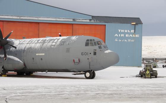 A Canadian transport plane sits on the runway in front of a hangar at Thule Air Base, Greenland. The U.S. military northernmost base bills itself at the “Top of the World.”
Patrick Dickson/Stars and Stripes