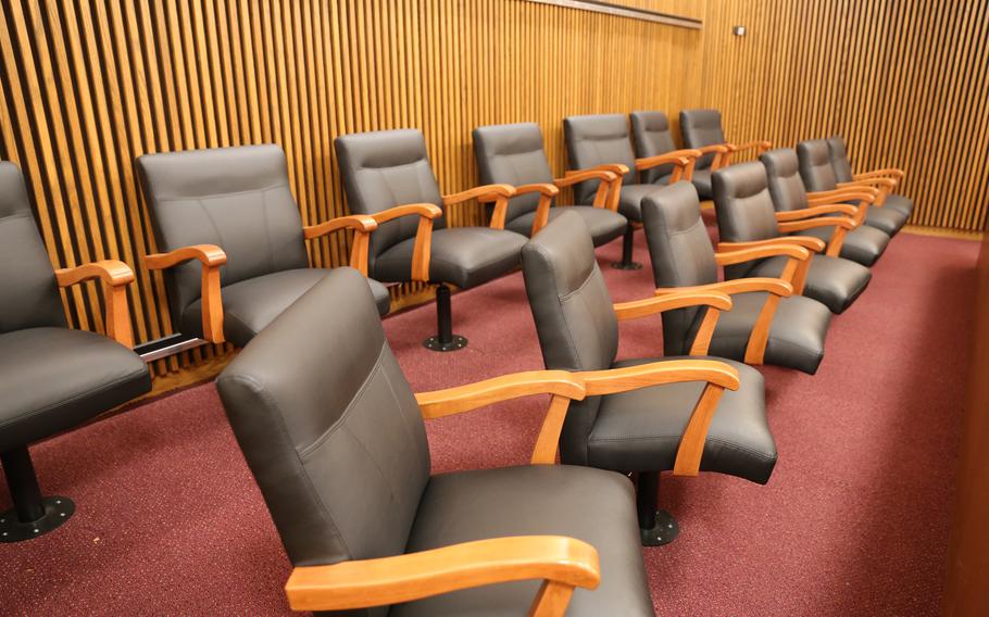 A row of chairs.