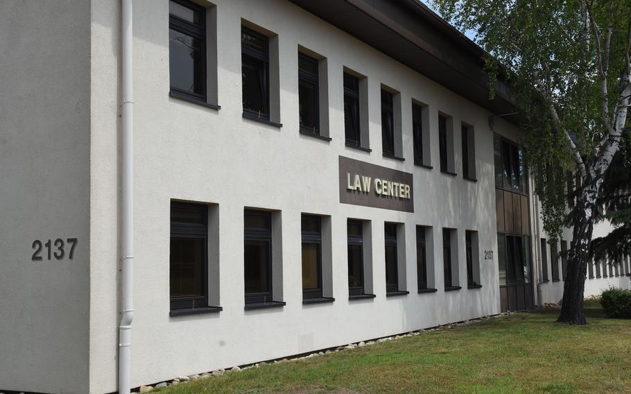 The law center at Ramstein Air Base, Germany, where Domingo J. Cabuhat Jr., was sentenced to 30 years in prison June 16, 2021, for sexually abusing a child, wrongfully photographing the child, and viewing and possessing child pornography, among other crimes.