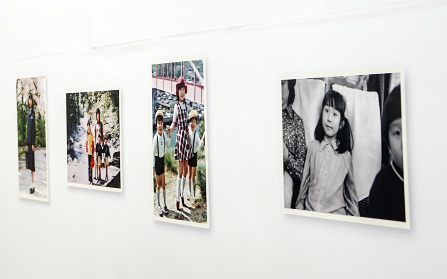 Photos of Megumi Yokota, who was abducted from Japan by North Korea in 1977, are displayed at Shinjuku Station in Tokyo, May 9, 2018.
