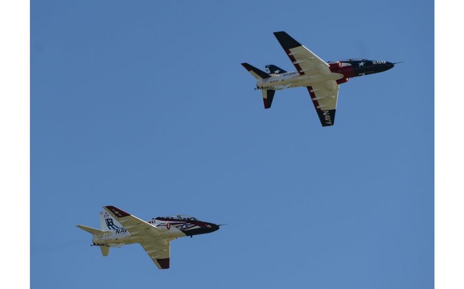 T-45C Goshawk jet aircraft from Training Air Wing 2 in Kingsville, Texas.