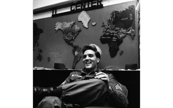 Friedberg, Germany, Feb. 20, 1960: Elvis Presley laughs as he gives interviews at the Ray Barracks, shortly before being discharged from the U.S. Army and leaving Germany. The singer was with the 1st Medium Tank Battalion, 32d Armor, in Friedberg.

Want to read Stars and Stripes’ interviews with other artists in Europe and the Pacific? Subscribe to Stars and Stripes’ historic newspaper archive! We have digitized our 1948-1999 European and Pacific editions, as well as several of our WWII editions and made them available online through https://starsandstripes.newspaperarchive.com/

METATAGS: Europe; West Germany; music; entertainment; rock and roll; Elvis Presley; singer; entertainer; Army; military service; actor
