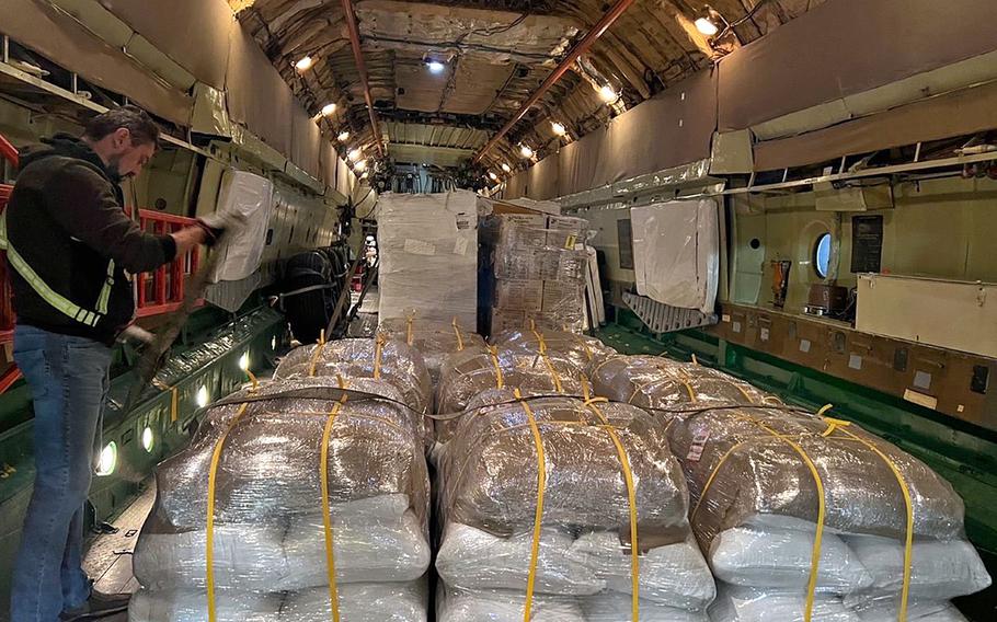 A recent charter flight supported by U.S. military veterans carries food and medical supplies to Afghanistan, where millions of people lack regular access to food.