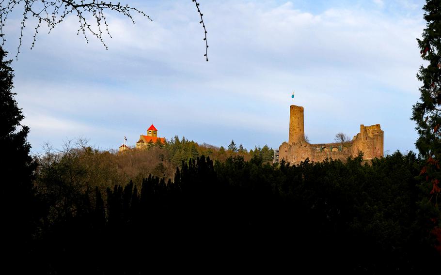 High up on the hills above Weinheim stand Wachenburg, left, and Windeck castles. The former was built between 1907 and 1913 by local fraternities in memory of members killed in 1870-71 war against France, while the latter dates to the 12th century.