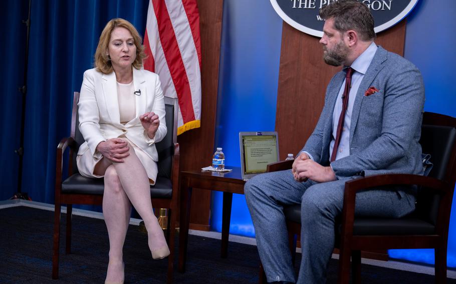 Deputy Defense Secretary Kathleen Hicks and Defense One Technology Editor Patrick Tucker speak at the virtual Defense One Tech Summit at the Pentagon on June 13, 2022. Hicks covered DOD’s approach to innovation and how power competition is shaping national security technology priorities. 