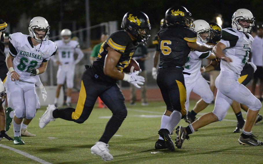 Jeremiah Drummer scored four touchdowns the last time Kadena and Kubasaki met, on Oct. 6. They meet for the third time this season at 5 p.m. Saturday at Kadena's Ryukyu Middle School's Habu Field in the Far East Division I final.