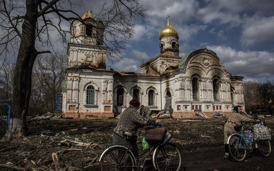 An Orthodox church in Lukashivka that became a Russian base of operations. 