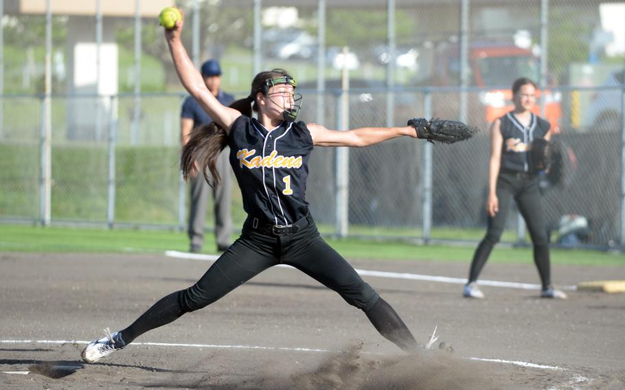 Julia Petruff pitches.