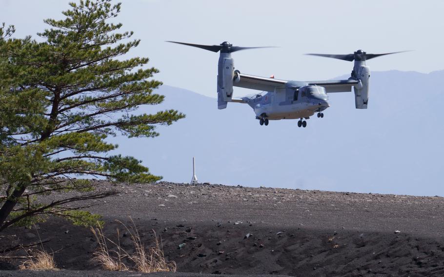The V-22 Osprey takes off and lands like a helicopter but flies like a fixed-wing plane. 